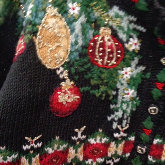 Heirloom Collectibles Woman's Ugly Christmas Sweater Trees Ornaments Large - Picture 2 of 6